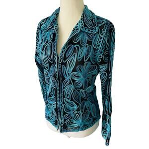 P's & Q's Embroidered Zip Front Shear Jacket Size Large